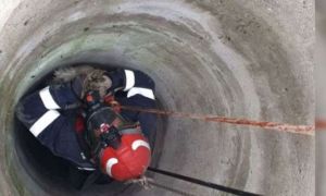 Capră căzută într-o fântână, salvată de un pompier de la ISU Buzău