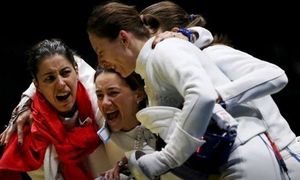 Echipa feminină de spadă a României, medaliată cu aur la Jocurile Olimpice