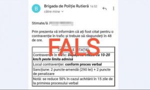 Poliția Română avertizează asupra unei înșelăciuni cu amenzi FALSE