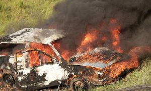 ULTIMA ORĂ. Rămășițe umane tranșate, gasite în portbagajul unei mașini care a ars pe un câmp din Ilfov