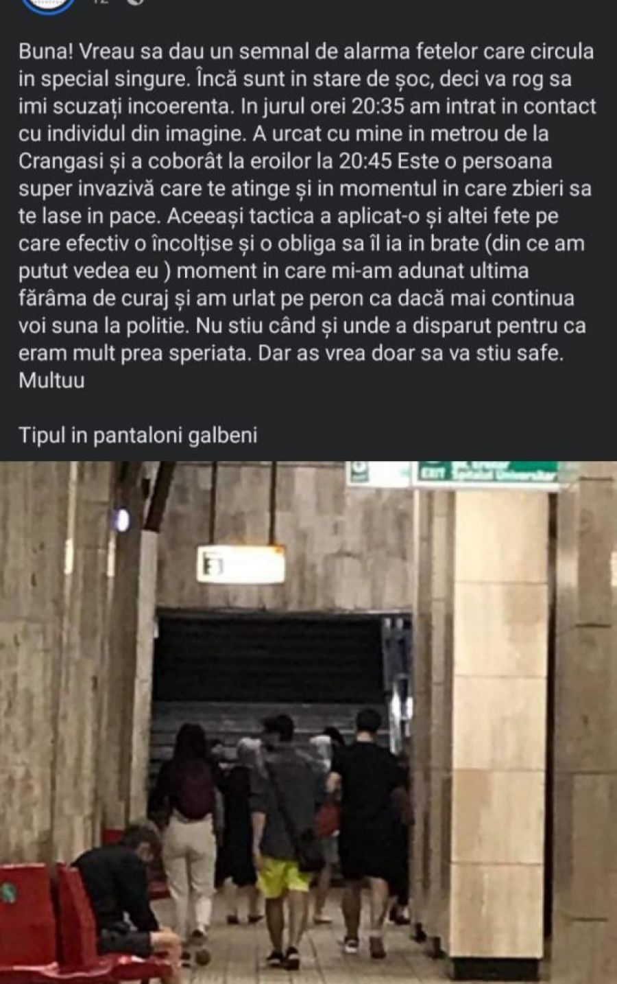 ALERTĂ în Capitală: un tânăr atacă femei la metrou