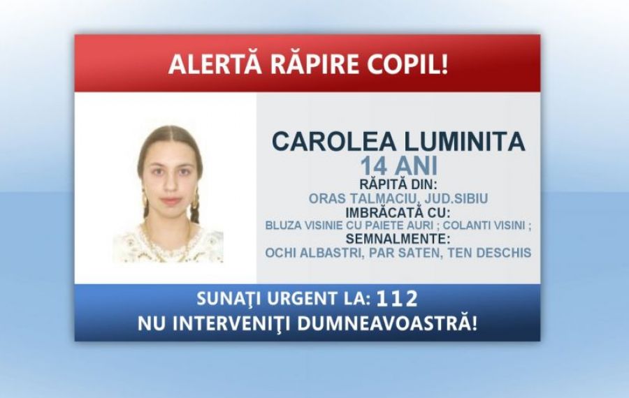  ALERTĂ RĂPIRE COPIL! O fată în vârstă de 14 ani, din județul Sibiu, luată cu forța de patru bărbați mascați 