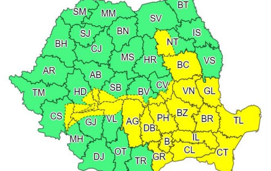 ANM: Cod galben de ninsori și viscol în Dobrogea, Muntenia și Moldova, valabil vineri și sâmbătă