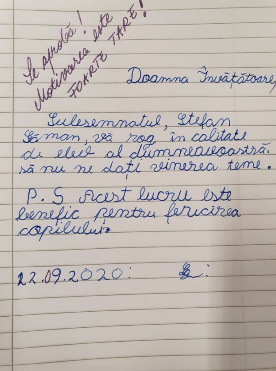 Mesajul emoționant al unui elev pentru ÎNVĂȚĂTOAREA sa: ”M-a blocat!”